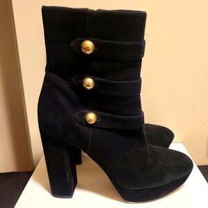 Michael Kors "Maisie" Black Suede Platform Mid-Calf Boots Sz 8.5 MSRP $185